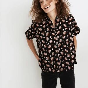 Madewell Black Floral Top